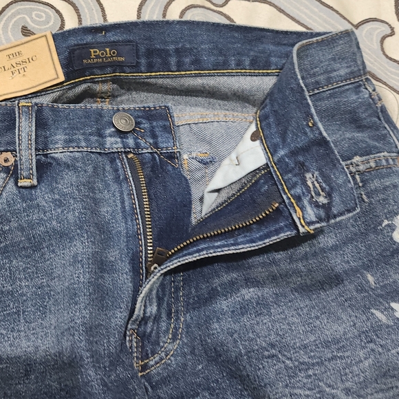 SOLD! NWT Polo Ralph Lauren Paint Spatter Cut off Classic Fit Denim Jean-Shorts - Picture 10 of 12